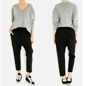 NEW! NIli Lotan 10 Slouchy Drawstring Delancy Wool Pants Paris Drop Crotch Black